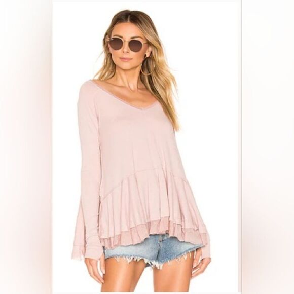 FREE PEOPLE Tangerine Long-Sleeve T-Shirt - Women's size S - Picture 1 of 8